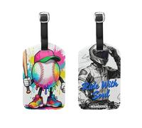Drip-Style White Baseball Cool Motorcyclist Ride with Soul 2 Pcs Luggage Tags Personalized Bag Tags for Suitcase