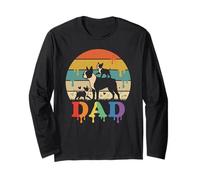 Drip Sunset Boston Terrier Dad Father's Day Mens Womens Long Sleeve T-Shirt