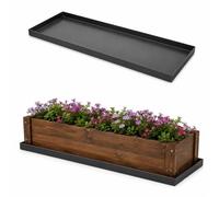 Drip Tray, Stainless Steel Leak Tray for Planters, Washing Machine & Garage | 0.5mm Brushed Stainless Steel, 2cm Raised Edge, Rustproof, 61 Sizes, Indoor/Outdoor Use(Black,111x16cm/44x6in)