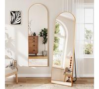 Dripex 160x50cm Full Length Arched Mirror, Large Floor Mirror with Stand, Premium Metal Frame, Leaning, Freestanding or Wall-Mounted for Living Room, Bedroom & Hallway, Gold