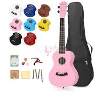 Dripex 23 Inch Concert Ukulele, Small Guitar Ukelele, Professonial Wood Ukulele Starter with Beginners Kit, Quality Musical String Instrument for Adults or Kids (Pink)
