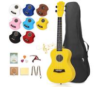 Dripex 23 Inch Concert Ukulele, Small Guitar Ukelele, Professonial Wood Ukulele Starter with Beginners Kit, Quality Musical String Instrument for Adults or Kids (Yellow)