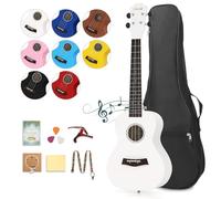 Dripex 23 Inch Concert Ukulele, Small Guitar Ukelele, Professonial Wood Ukulele Starter with Beginners Kit, Quality Musical String Instrument for Adults or Kids (White)