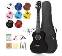 Dripex 23 Inch Concert Ukulele, Small Guitar Ukelele, Professonial Wood Ukulele Starter with Beginners Kit, Quality Musical String Instrument for Adults or Kids (Black)