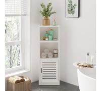 Dripex 3 Tier Bathroom Floor Cabinet, White Storage Cabinet with Door, Free Standing Shelf Unit for Bathroom, Living Room, Bedroom, Kitchen, Balcony