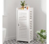 Dripex 4 Tier Bathroom Floor Cabinet, White Storage Cabinet with Door, Narrow Free Standing Cupboards Adjustable Shelves for Bathroom, Bedroom or Bal