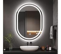 Dripex 50×70cm Oval LED Bathroom Mirror with Light, Illuminated Wall Mounted Vanity Mirror, Anti-fog, 3 Colors Dimmable Light, Memory Function, IP44, Demister Mirror with Backlit Lights for Bathroom