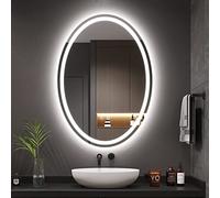 Dripex 500×700mm Oval LED Bathroom Mirror with Light, Illuminated Backlit Wall Mounted Bathroom Mirror with 3 Colors Light, Anti-fog Dimmable LED Vanity Mirror with Memory Function, Touch Sensor, IP44