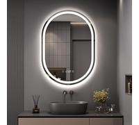 Dripex 500 x 700 mm Oval Bathroom LED Mirror, LED Mirror Bathroom with Light, Illuminated Backlit Wall Mounted Mirror with Demister, Anti-fog, 3 Lighting Modes, Dimming Light, IP44