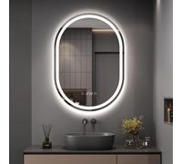 Dripex 500 x 700 mm Oval Bathroom LED Mirror, LED Mirror Bathroom with Light, Illuminated Backlit Wall Mounted Mirror with Demister, Anti-fog, 3