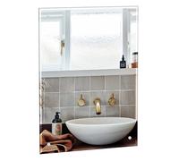Dripex 60 x 45cm Frameless Rectangle Mirror, Wall Mounted Bathroom Mirror with Bevelled Edge & Pre-Drilled Holes, Horizontal or Vertical Hanging for