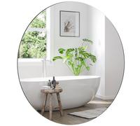 Dripex 60 x 60cm Frameless Round Mirror, Wall Mounted Bathroom Mirror with Polished Edge & Pre-installed Hole, Home Deco Hanging for Hallway Bedroom