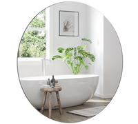Dripex 60cm Round Bathroom Mirror, Frameless Circle Mirror Wall Mounted with Pre-Fitted Hanging Hole & Fixing Kit