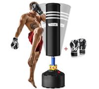 Dripex 69''Adult Free Standing Boxing Punch Bag with Boxing Gloves, Heavy Duty Punching Bag Stand with Suction Cup Base (Black)