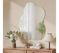 Dripex 70 x 50cm Irregular Wall Mirror, Frameless Bathroom Mirror Wall Mounted with Pre-Fitted Hanging Holes & Fixing Kit - Wall Mounted Horizontally or Vertically