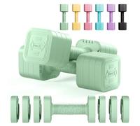 Dripex Adjustable Dumbbells Weight Set 2.5kg 5kg 10kg Dumbbell Pair 4-in-1 | Dumbbells Set Women Men, Sold as a Pair, Non-Slip Handle, Home Gym Fitness, Pink Blue Green Purple Yellow Black