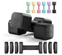 Dripex Adjustable Dumbbells Weight Set 2.5kg 5kg 10kg Dumbbell Pair 4-in-1 | Dumbbells Set Women Men, Sold as a Pair, Non-Slip Handle, Home Gym Fitness, Pink Blue Green Purple Yellow Black