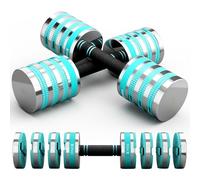 Dripex Adjustable Dumbbells Weight Set 2.5kg 5kg 10kg Dumbbell Pair 4-in-1 | Dumbbells Set Women Men, Sold as a Pair, Non-Slip Handle, Home Gym Fitness, Pink Blue Green Purple Yellow Black