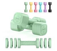Dripex Adjustable Dumbbells Weight Set 2.5kg 5kg 10kg Dumbbell Pair, 4-in-1 Weight Dumbbells Set Women Men with Non-Slip Handle Home Gym Fitness-Pea