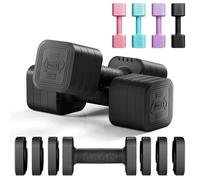 Dripex Adjustable Dumbbells Weight Set 2.5kg 5kg 10kg Dumbbell Pair, 4-in-1 Weight Dumbbells Set Women Men with Non-Slip Handle Home Gym Fitness-5kgX2