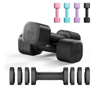 Dripex Adjustable Dumbbells Weight Set 2.5kg 5kg 10kg Dumbbell Pair, 4-in-1 Weight Dumbbells Set Women Men with Non-Slip Handle Home Gym Fitness-2.5kgX2