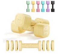 Dripex Adjustable Dumbbells Weight Set 2.5kg 5kg 10kg Dumbbell Pair, 4-in-1 Weight Dumbbells Set Women Men with Non-Slip Handle Home Gym Fitness-Yellow/2.5kgX2