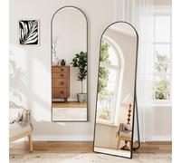 Dripex 160x50cm Full Length Arched Mirror, Large Floor Mirror with Stand, Premium Metal Frame, Leaning, Freestanding, Wall-Mounted for Bedroom, Living Room & Hallway, Black