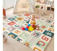 Dripex Baby Play Mat, 177×148×1.5cm Large Foam Crawling Playmat, Extra Thick Folding Reversible Waterproof Non Toxic Portable Floor Mat with Letters and Numbers for Baby