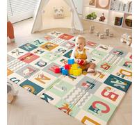 Dripex Baby Play Mat, 177×148×1cm Large Foam Crawling Playmat, Foldable Reversible Waterproof Non Toxic Portable Floor Mat with Letters and Numbers for Baby