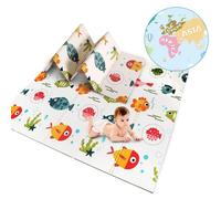 Dripex Baby Play Mat for Floor, 1971771cm Large Foldable Activity Mat with Alphabet & Numbers, Kids Soft Foam Crawling Playmat, Double-Sided, Water