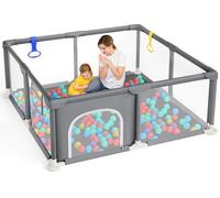 Dripex Baby Playpen, Sturdy Playpens for Baby and Toddlers, Portable Kids Play Pen Babies and Toddlers with Breathable Mesh&Pull-up Rings, Babies Fence Barrier Indoor Outdoor Small Playpen(124x124cm)