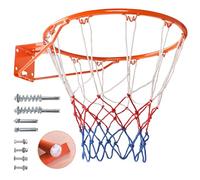 Dripex Basketball Rim 18'' (45cm) Full size Replacement Outdoor Wall Door Mounted with All Weather Net Solid Steel 18 Inch (Orange)