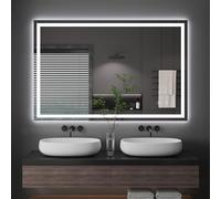 Dripex Bathroom Mirror with LED Lights, 700 * 1000 MM Illuminated Bathroom Mirror Wall Mounted Vanity Mirror, Bathroom Light Mirror with Demister Pad, Horizontal/Vertical