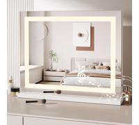 Dripex Bluetooth Hollywood Vanity Mirror with Light, 58 x 48 cm Dimmable LED Makeup Mirror, 3 Light Settings, USB and Type-C Outlet Ports, Tabletop or Wall-Mounted Light Up Vanity Mirror for Bedroom
