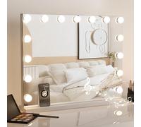 Dripex Bluetooth Hollywood Vanity Mirror with Lights, 58 × 45 cm Large LED Makeup Mirror with 15 Dimmable Bulbs, 3 Color Modes, USB Port, Lighted Vanity Mirror for Bedroom and Dressing Room