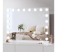Dripex Bluetooth Hollywood Vanity Mirror with Lights, 80×60cm Large Makeup Mirror with 18 Dimmable LED, 3 Lighting Modes, USB & Type-C Output Port, Tabletop or Wall Mounted Vanity Mirror for Bedroom
