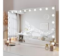 Dripex Bluetooth Hollywood Vanity Mirror with Lights, 90×60cm Large Makeup Mirror with 20 Dimmable LED, 3 Lighting Modes, USB & Type-C Output Port, Tabletop or Wall Mounted for Bedroom, White