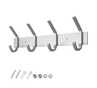 Dripex Coat Hook Rack Wall Mounted 304 Stainless Steel Hanger Heavy Duty Clothes Hat Holder (4 Hooks)