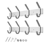 Dripex Coat Hook Rack Wall Mounted 304 Stainless Steel Hanger Heavy Duty Clothes Hat Holder (4 Hooks - 2 Pack)
