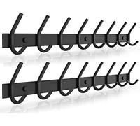Dripex Coat Hook Rack Wall Mounted 304 Stainless Steel Hanger Heavy Duty Clothes Hat Holder (8 Hooks - 2 Pack)