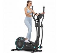 Dripex Cross Trainer, Magnetic Elliptical Machine w/ 8KG Flywheel, Quiet & Smooth Elliptical Cross Trainer for Home, 16 Levels Resistance, 38CM Stride, LCD Monitor, Indoor Fitness Equipment (Metallic)