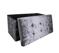 Dripex Crushed Velvet Folding Ottoman Storage Box Toy Chest and Footstool Grey Ottoman Storage Box, Storage Ottoman Seat, Stool, Toy Storage Box (Dark Grey, Medium), 76 x 38 x 38 cm