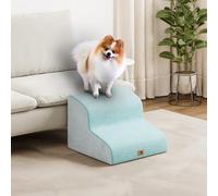 Dripex Curved Dog Stairs for Beds Couches, 2-Step Dog Steps with Durable Non-Slip Fabric Cover, Dog Slope Stairs for Small Dogs, Cats or Pets Friendly, Blue