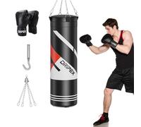 Dripex Filled Hanging Punch Bag, 4ft Heavy Boxing Bag Set with Gloves
