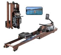 Dripex Rowing Machine for Home Gym, Oak Wood Water Foldable Rowing Machine with Smooth Slide Rail and LCD Monitor, Bluetooth Fitness App Compatible, Wooden Rower Supports 400 LBS Weight Capacity