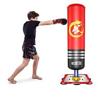 Dripex Free Standing Boxing Punch Bag, Heavy Duty Punching Bag Stand with Suction Cups Base for Practice Boxing, Karate, Taekwondo, MMA - 47"/4FT,Red