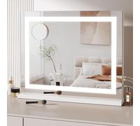 Dripex Hollywood Vanity Mirror with Light, 58 x 48 cm LED Makeup Mirror Light Up Vanity Mirror with 3 Colors Dimmable Strip Light, USB and Type-C Port, Tabletop or Wall-Mounted,