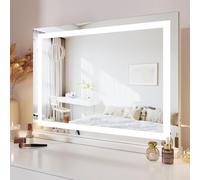 Dripex Hollywood Vanity Mirror with Light, 80 x 58 cm Large LED Makeup Mirror, Tabletop or Wall-Mounted, 3 Colors Dimmable Strip Light, USB and Type-C Port