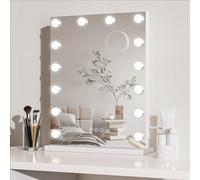 Dripex Hollywood Vanity Mirror with Lights, 40×52cm Large Lighted Makeup Mirror with 14 Dimmable LED Bulbs, 3 Color Modes, USB Cable, Wall Mounted, Tabletop Mirror for Bedroom, Dressing Room(White)