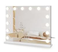Dripex Hollywood Vanity Mirror with Lights, 50×42cm Large Lighted Makeup Mirror with 14 Dimmable LED Bulbs, USB Cable, Touchscreen Control, Cosmetic Tabletop Mirror for Bedroom, Dressing Room(White)